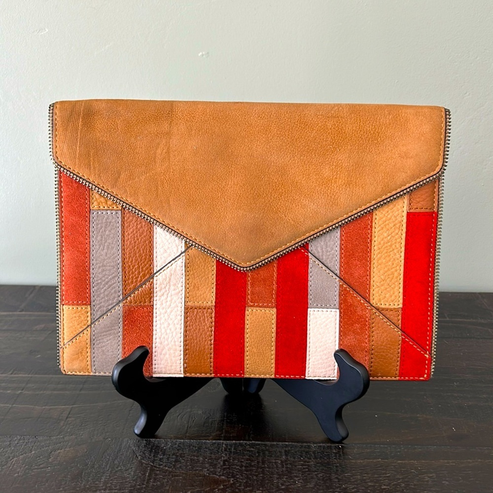 Great Rebecca Minkoff Suede And Leather Multicolor Patchwork Clutch